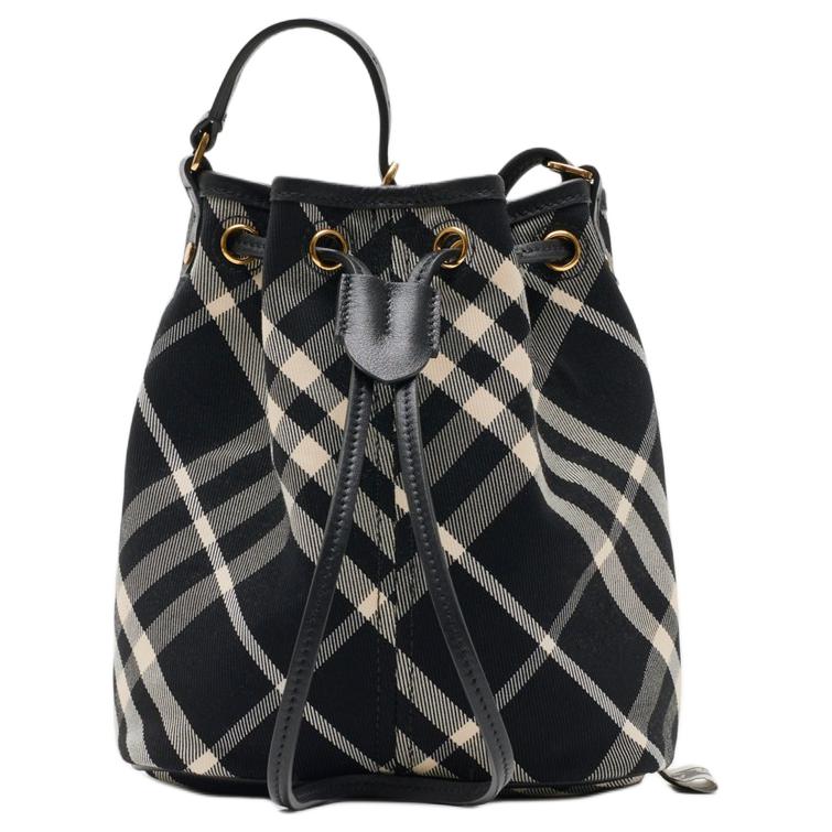 

Burberry Миниатюрная женская наплечная сумка через плечо из телячьей кожи с хлопковым твилом и принтом