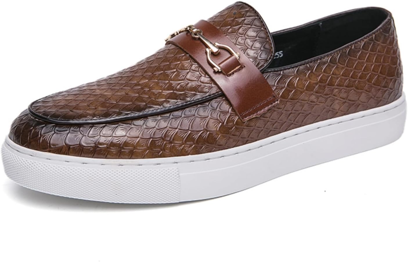 

Мужские кожаные пенни-лоферы с узором под крокодила, стильные туфли без шнурков - удобные и прочные для официальных, деловых и повседневных случаев Aokisx, коричневый