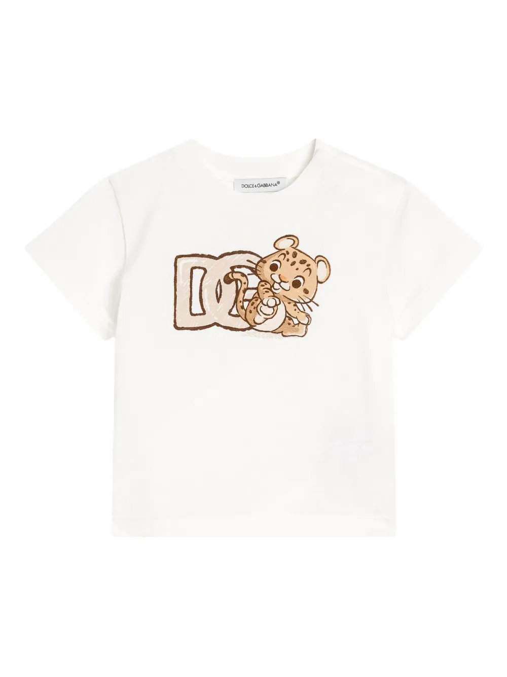 

Футболка с леопардовым принтом Dolce & Gabbana Kids, белый