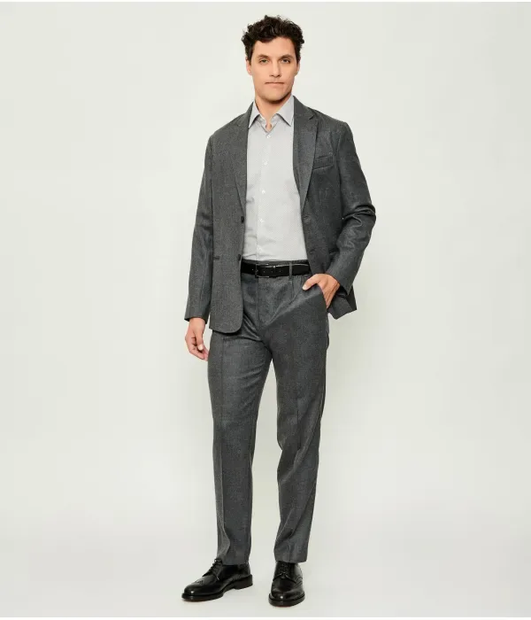 Шерстяные брюки regular fit Emporio Armani, серый — фото 2