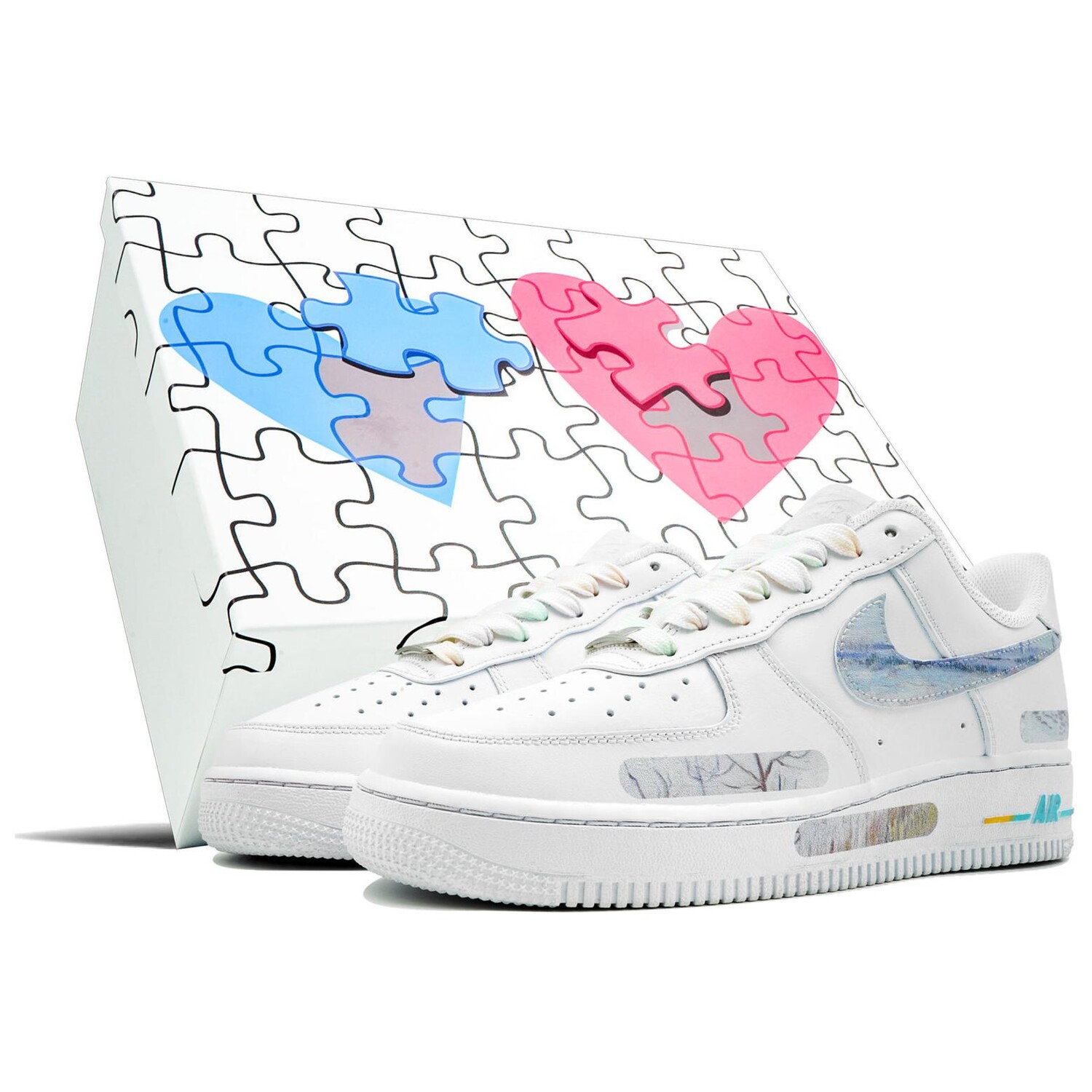 Кроссовки Nike Air Force 1 Skateboarding Shoes Unisex Low-top Blue, белый/синий