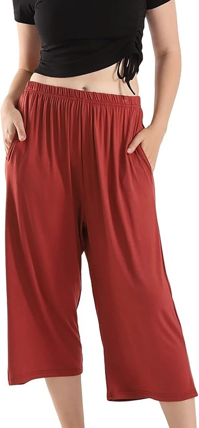 Брюки для женщин Plus Size хлопковые брюки для комфорта укороченные брюки для женщин Business Casual Generic, красный — фото 3