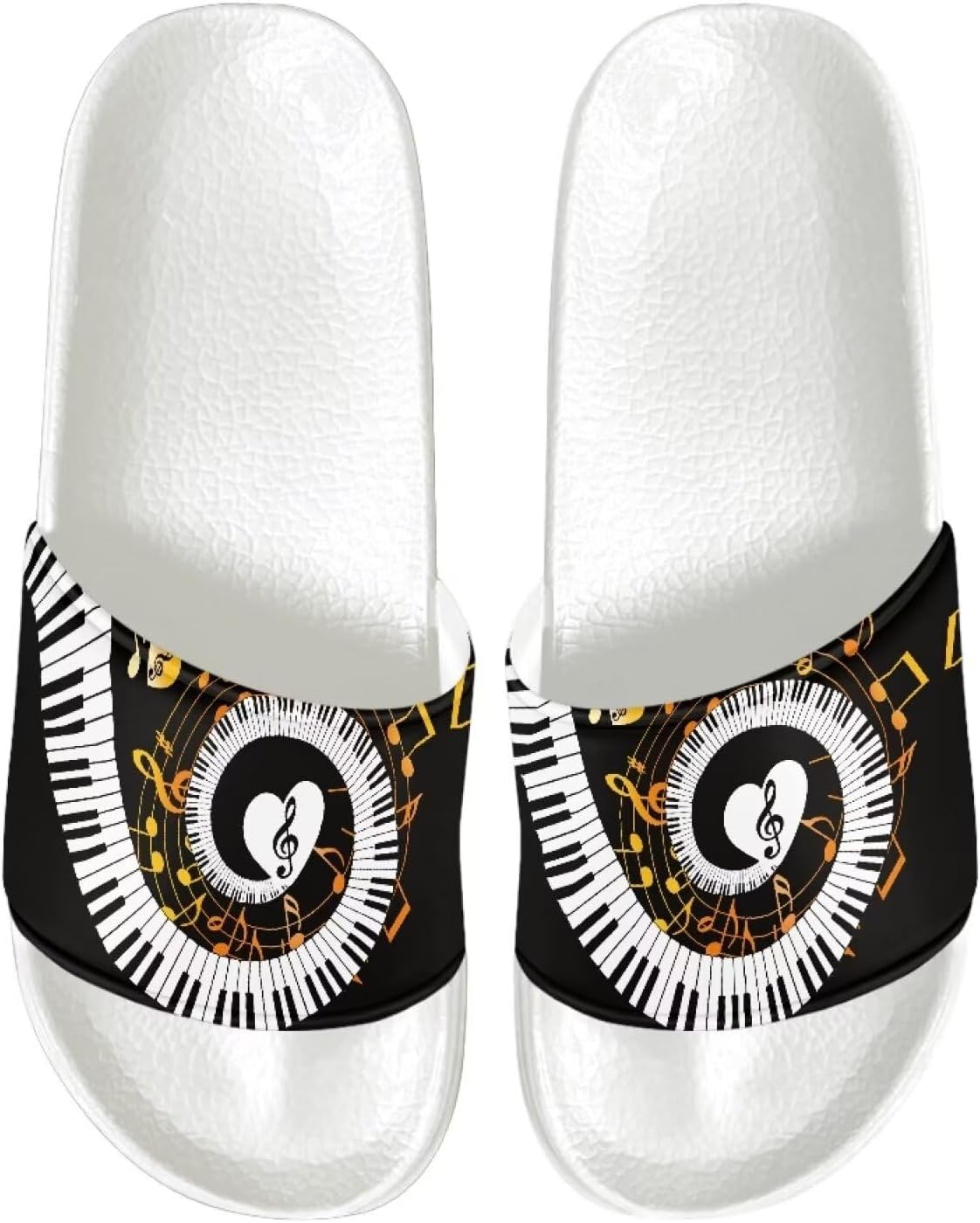 

Женские сандалии шлепанцы с открытым носком на один ремешок, повседневная обувь для прогулок Judentidos, Piano Keys Music Notes