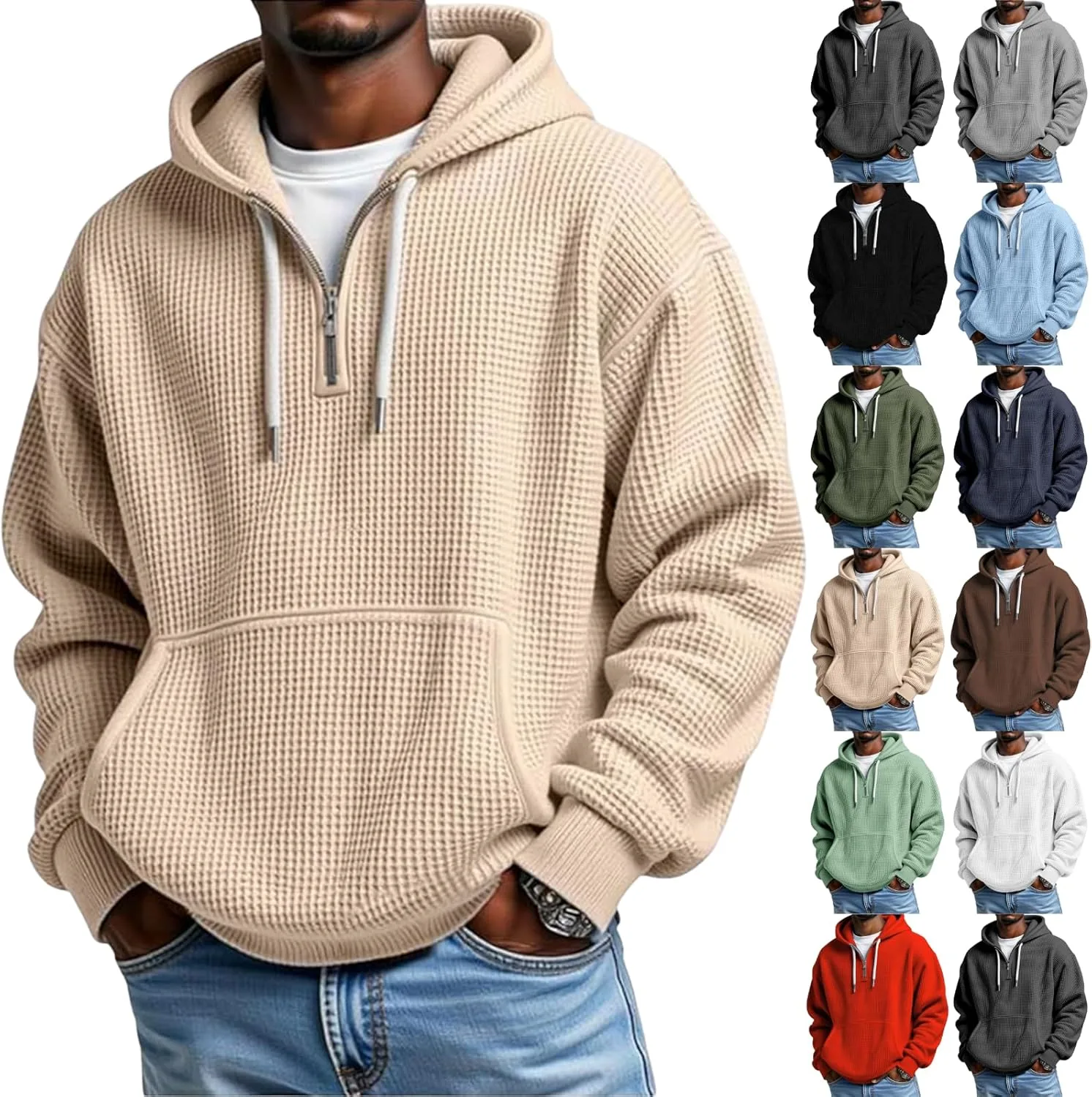 

Мужская толстовка с капюшоном Quarter Zip, текстурированная вязка ABABC