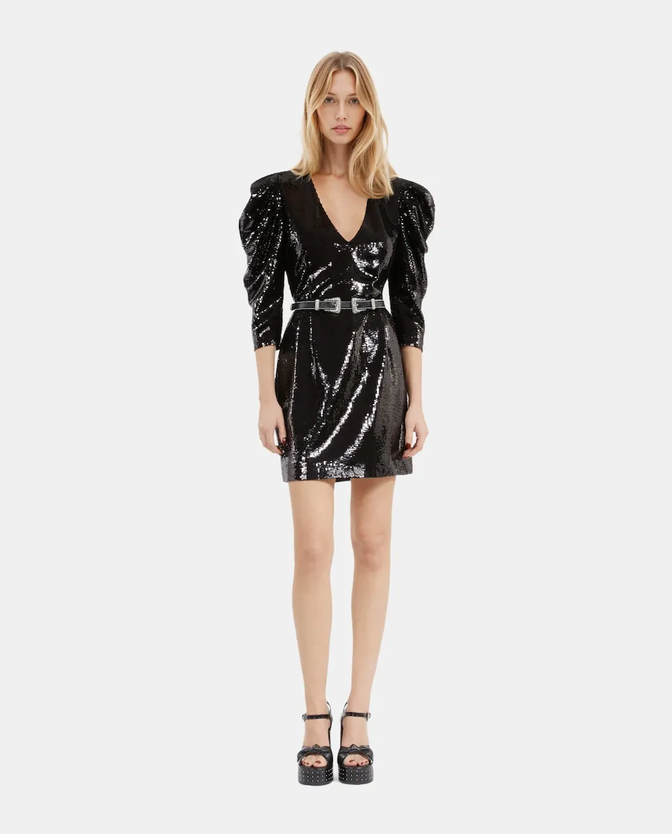

Короткое платье с пайетками The Kooples, черный