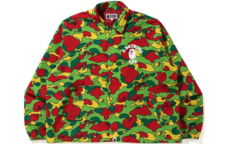 

A BATHING APE Раскованный тренерский камуфляжный жакет, Red Green