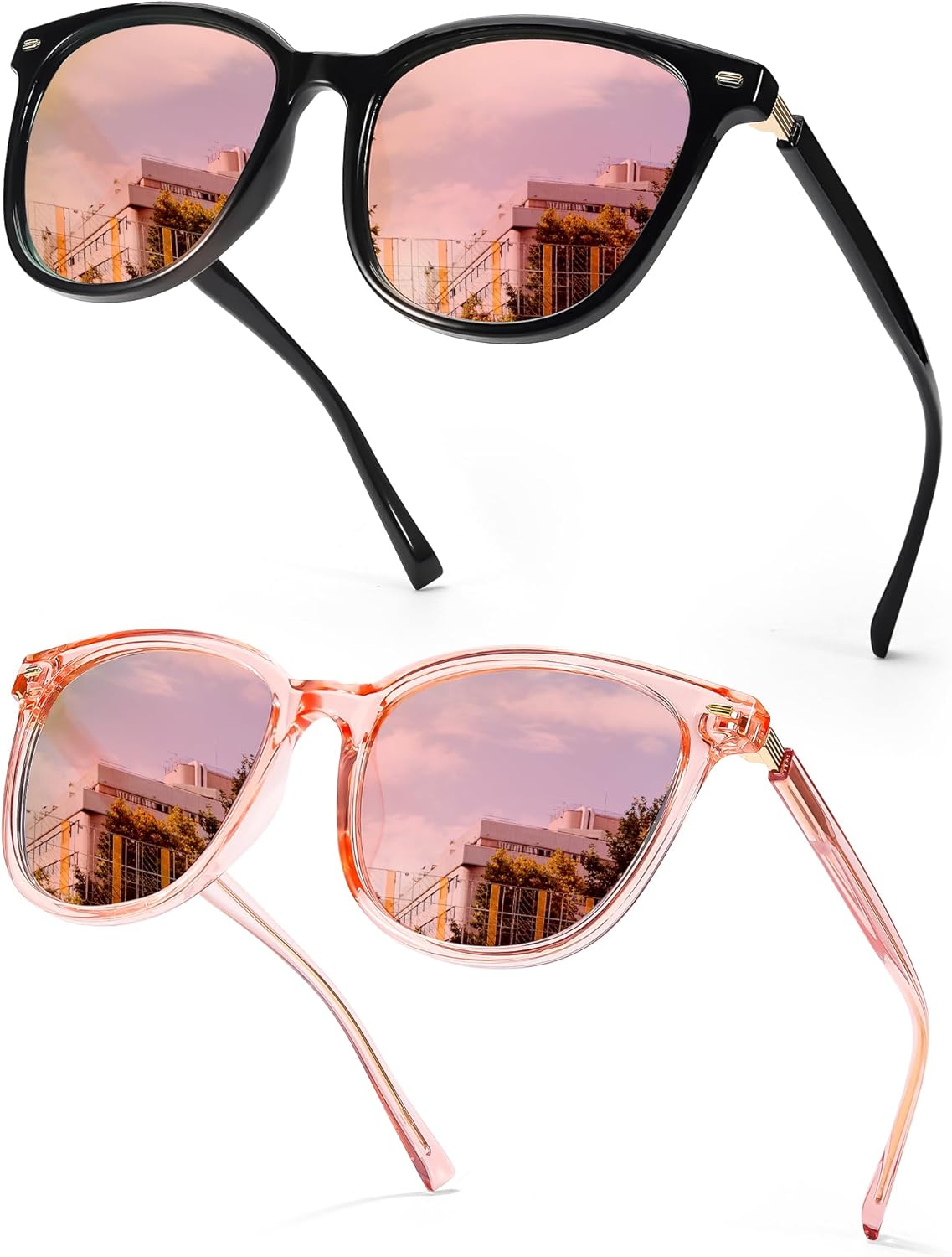 

Солнцезащитные очки SIPHEW увеличенного квадратного размера для женщин | Легкие модные солнцезащитные очки со 100% защитой от УФ-излучения UV400 | Модные зеркальные линзы, C03-black Pink/Pink Mirrored(2pack)