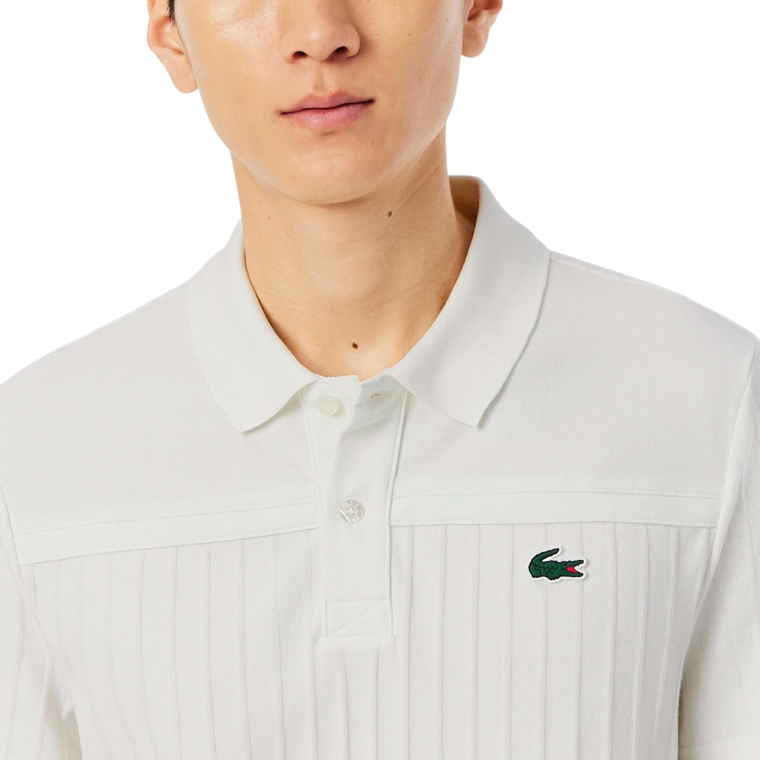 Мужская теннисная поло Lacoste Sport Ultra Dry, белый/белый — фото 2