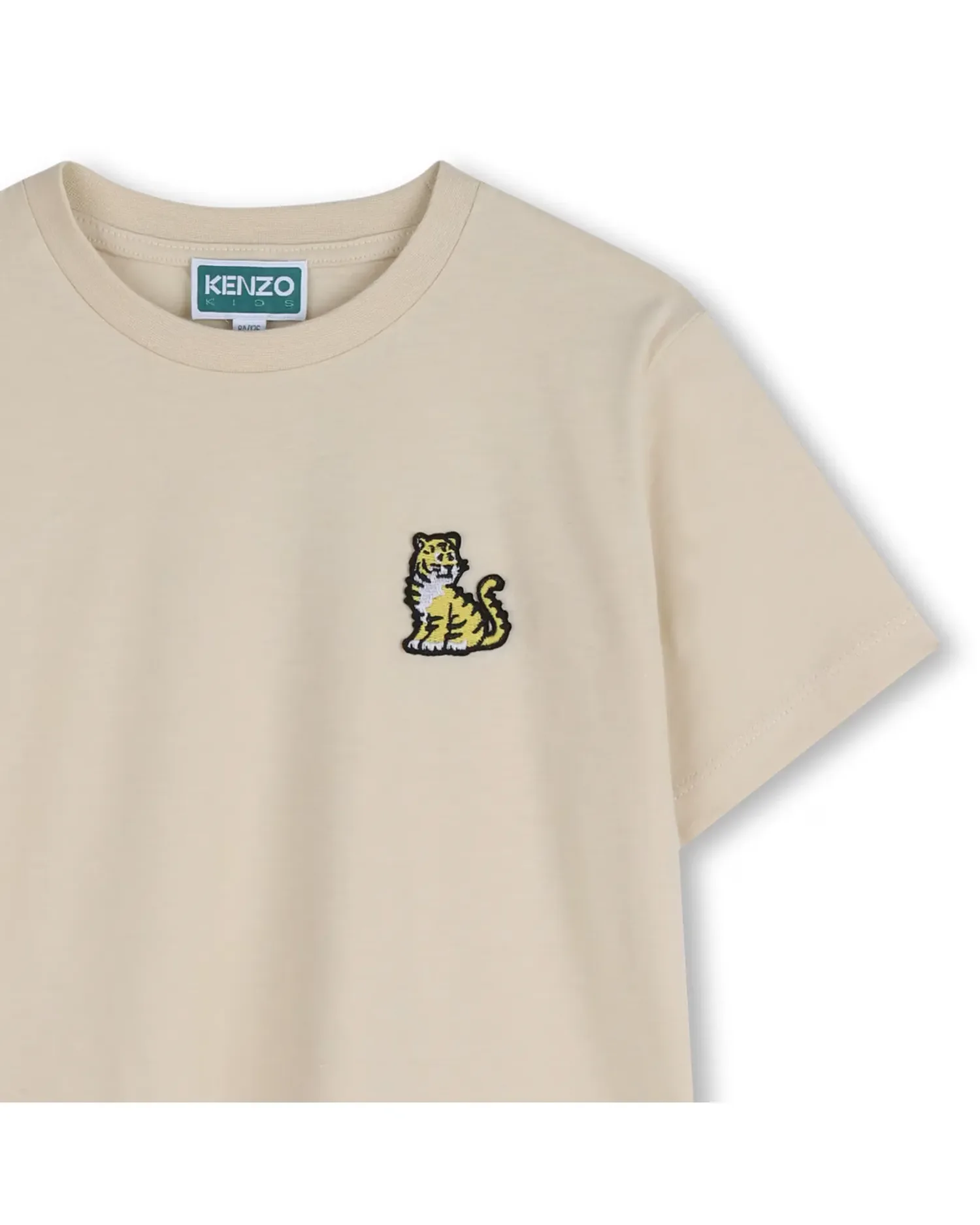 Детская унисекс футболка с коротким рукавом с большим принтом из хлопка Kenzo Kids, Natural — фото 2