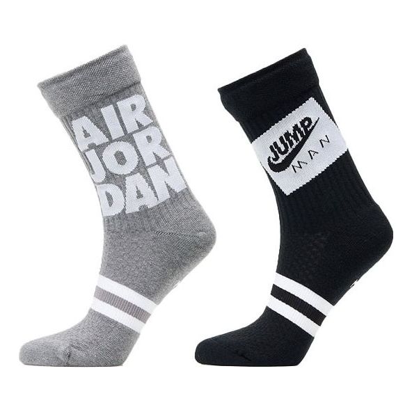 

Носки Air Jordan Legacy Crew Jmc Alphabet Athleisure Casual Sports Mid Calf Socks 2 Pairs Black / Gray CU7907-904