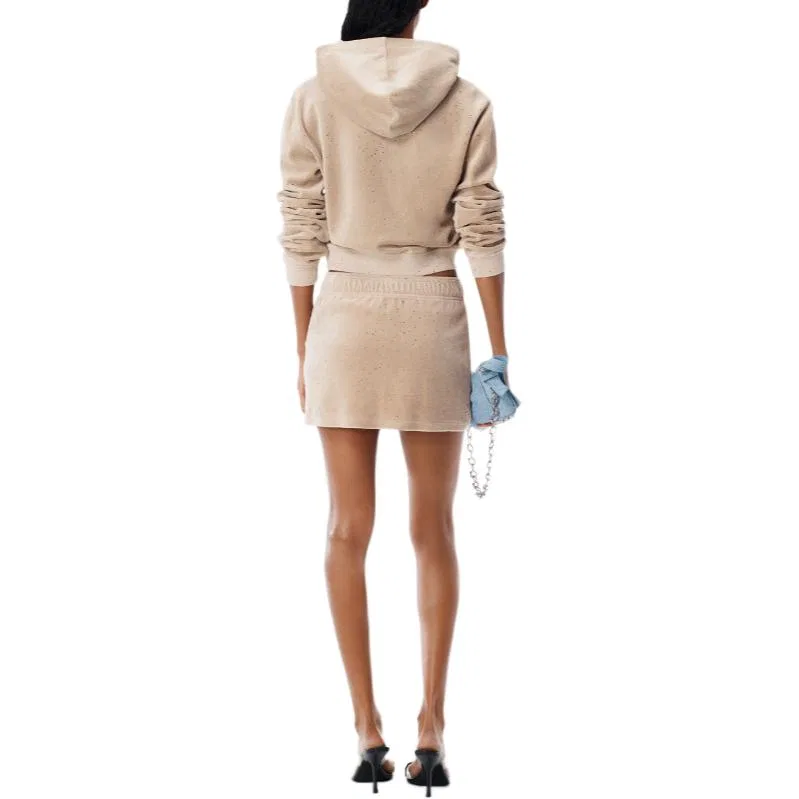 Худи из велюра с декором Hotfix Alexander Wang, Warm Taupe — фото 4
