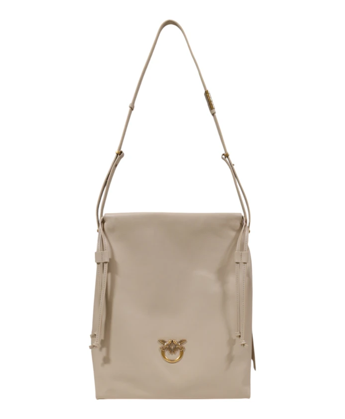 

Элегантная, мягкая классическая кожаная сумка Pinko, бежевый