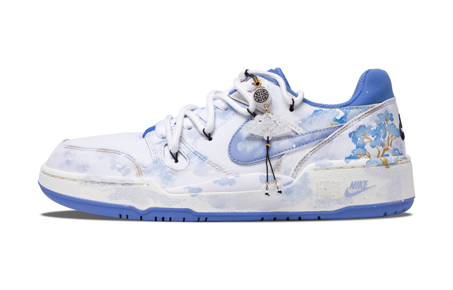

Кроссовки Nike Full Force Skateboarding Shoes Men Low-top White/purple/yellow, синий