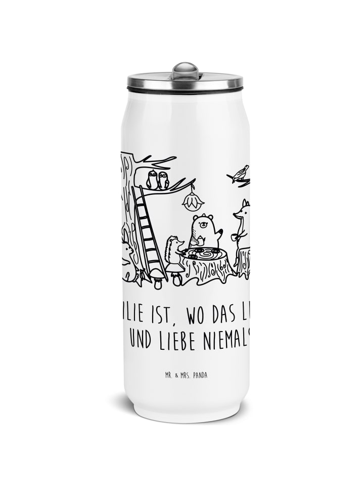 

Mr. & Mrs. Panda Спортивная бутылка для воды с изображением лесных животных, дизайном для пикника и надписью, белого цвета