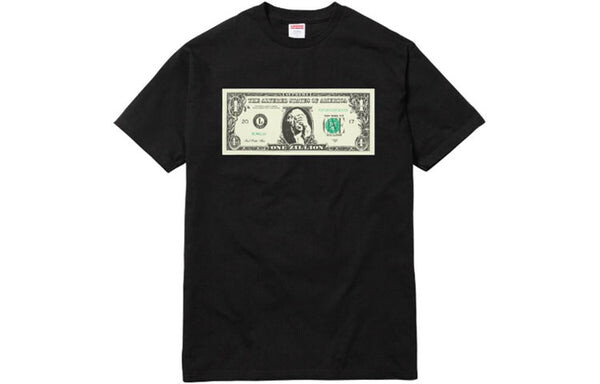 Футболка fw17 dollar tee navy printing round neck short sleeve navy blue Supreme, синий — фото 2
