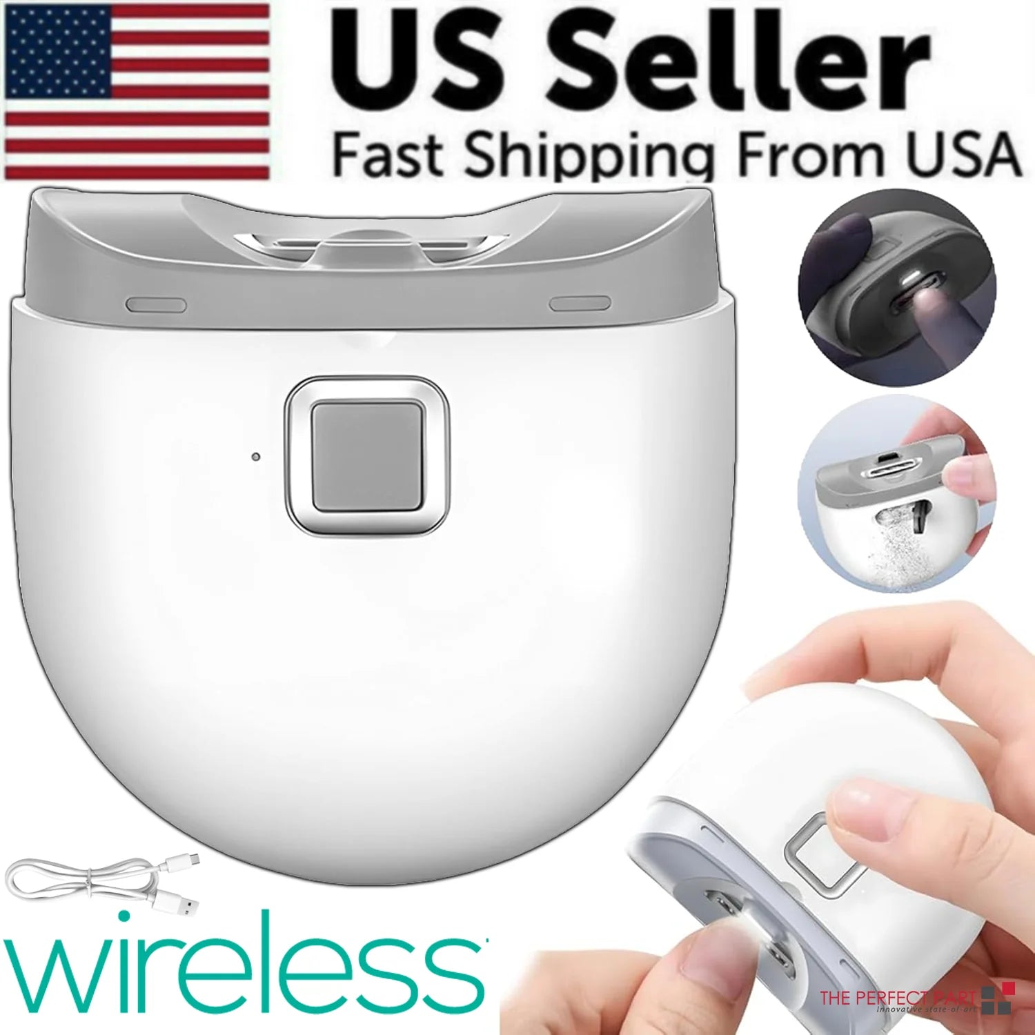 

Автоматические электрические кусачки для толстых ногтей - профессиональный безопасный триммер (США) Eruule, белый