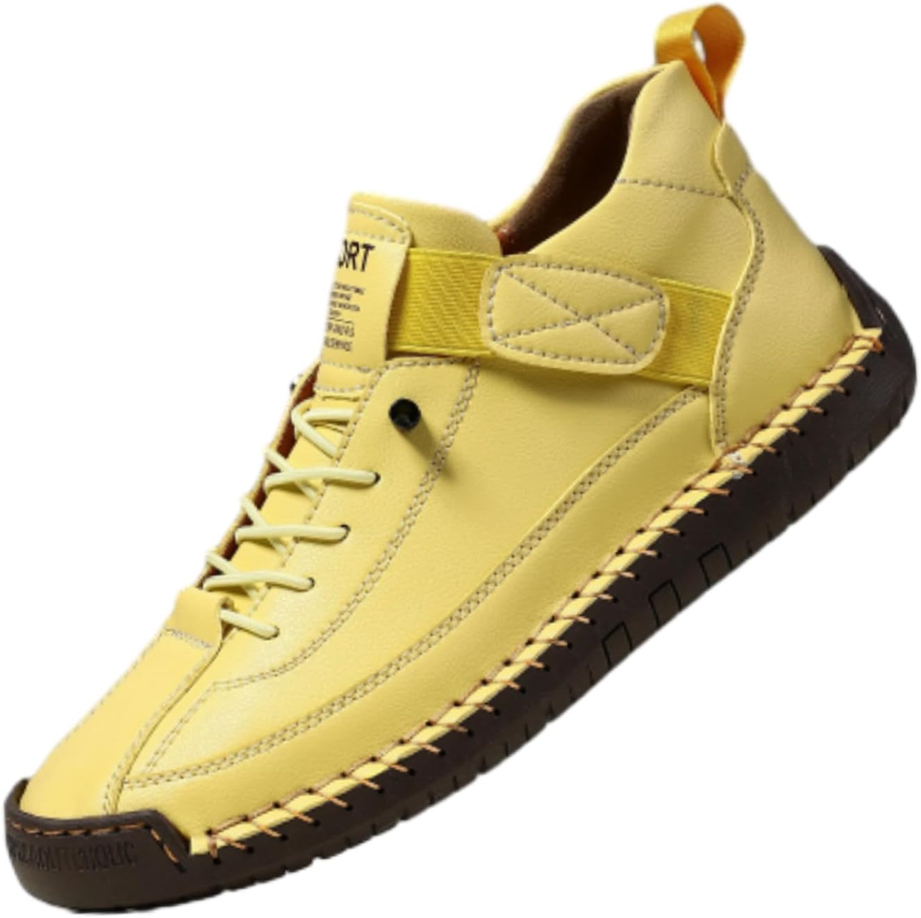 

Женские ручные кожаные ортопедические удобные туфли, 2025 года, ручной работы, мягкие и с поддержкой свода стопы, ботинки-кроссовки для женщин и мужчин Generic, желтый