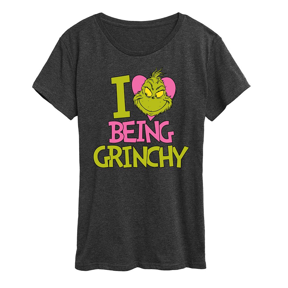 

Женская футболка с рисунком Grinch I Love Being Grinchy Licensed Character, цвет Heather Charcoal