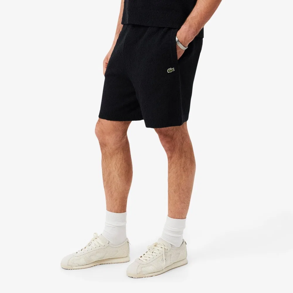 Мужские хлопковые шорты свободного кроя тёмно-синие от Lacoste — фото 2