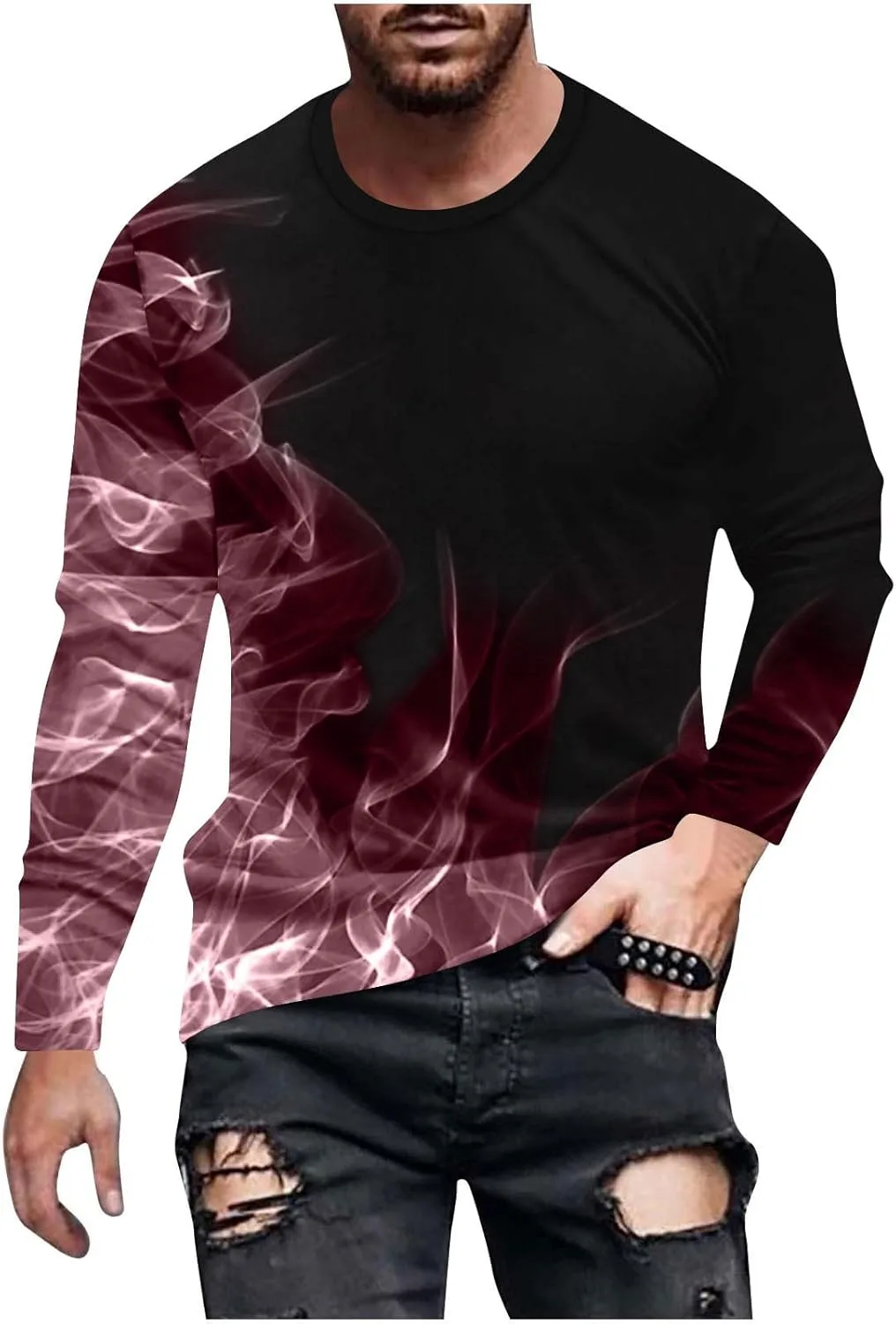 

Футболка с длинным рукавом Flame Print для мужчин