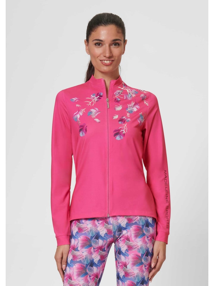 

MADELEINE Велосипедная куртка с принтом в виде листьев, выполненная из фольги, клубнично-розового цвета