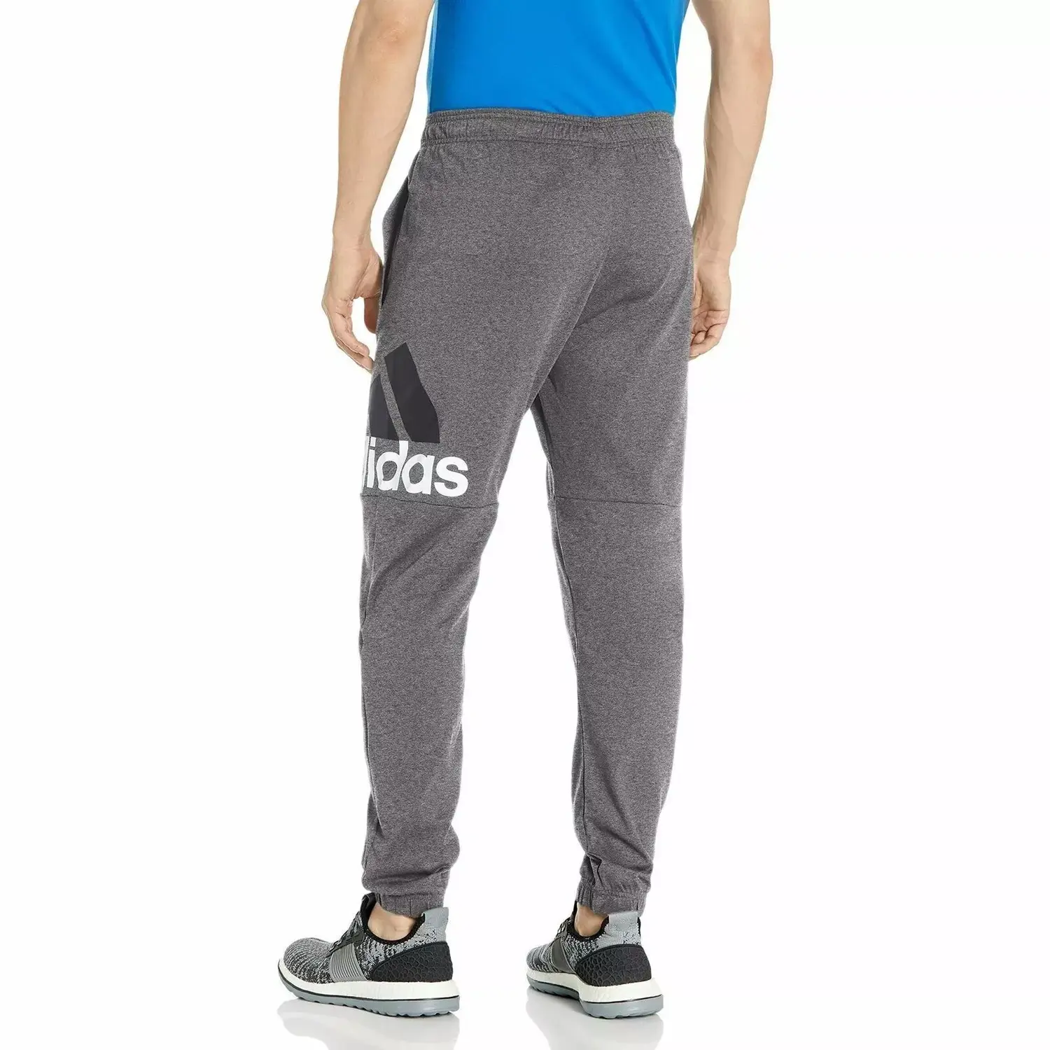 Adidas Эссеншиалс перформанс вязаные спортивные штаны мужские темно-серый/белый — фото 4