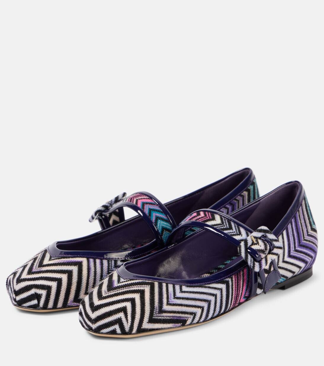 Туфли Мэри Джейн с кожаной отделкой зигзагом Missoni, цвет violet/blue — фото 4