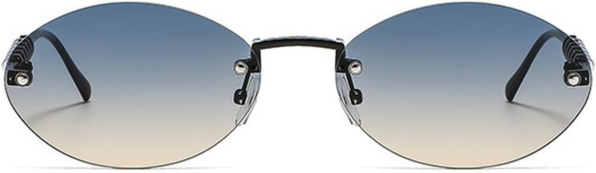 

Солнцезащитные очки Laureles овальной формы без оправы для женщин, жемчужные солнцезащитные очки без оправы для мужчин, очки с градиентным переходом цвета шампанского для женщин, C6