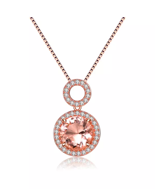 

Ожерелье из стерлингового серебра с двумя о-образными вставками из кубического циркония цвета шампанского Genevive, pink