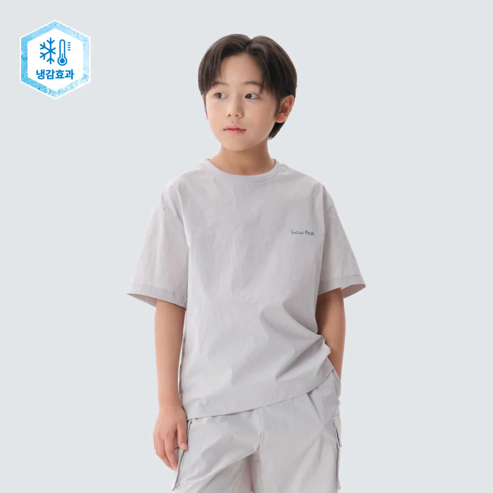 Детская охлаждающая футболка "Route" цвета ледяной серый от Snowpeak Apparel Kids