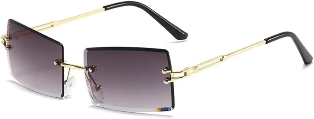 

Винтажные роскошные солнцезащитные очки без оправы для женщин и мужчин в стиле панк, с металлической оправой, мужские очки с защитой от УФ-излучения UV400 VVTWSSW, Gold Gradient Gray