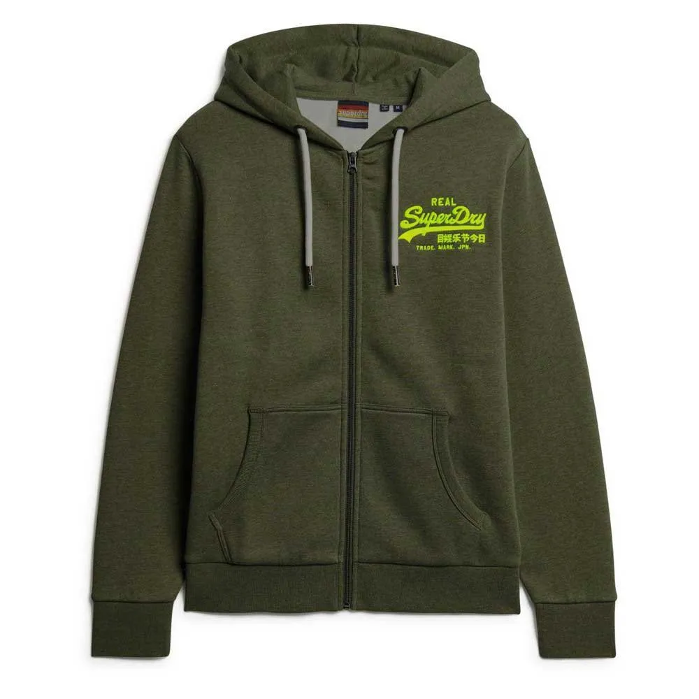 

Толстовка Superdry Neon Vl Graphic full zip, зеленый