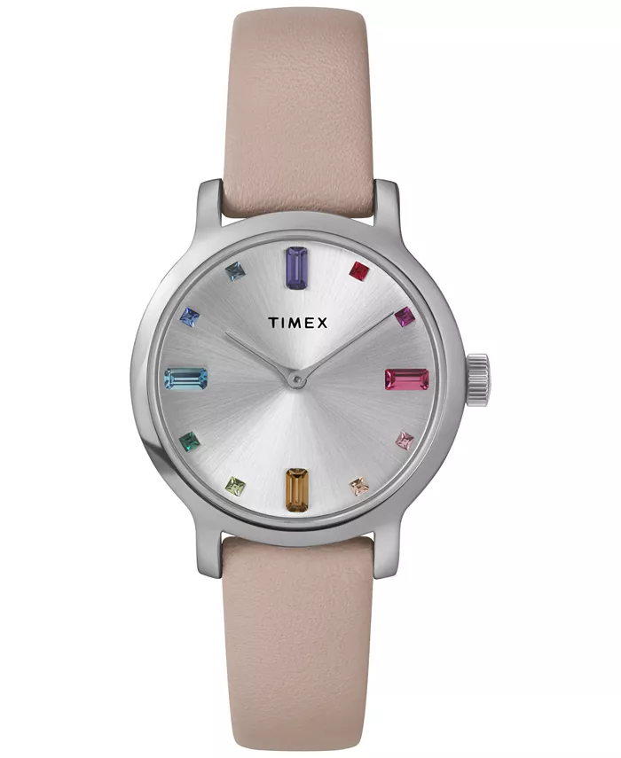 

Женские аналоговые часы с розовым кожаным ремешком, 31 мм Timex