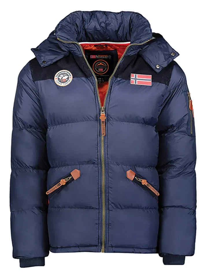 Стеганая куртка с капюшоном Geographical Norway, темно-синяя