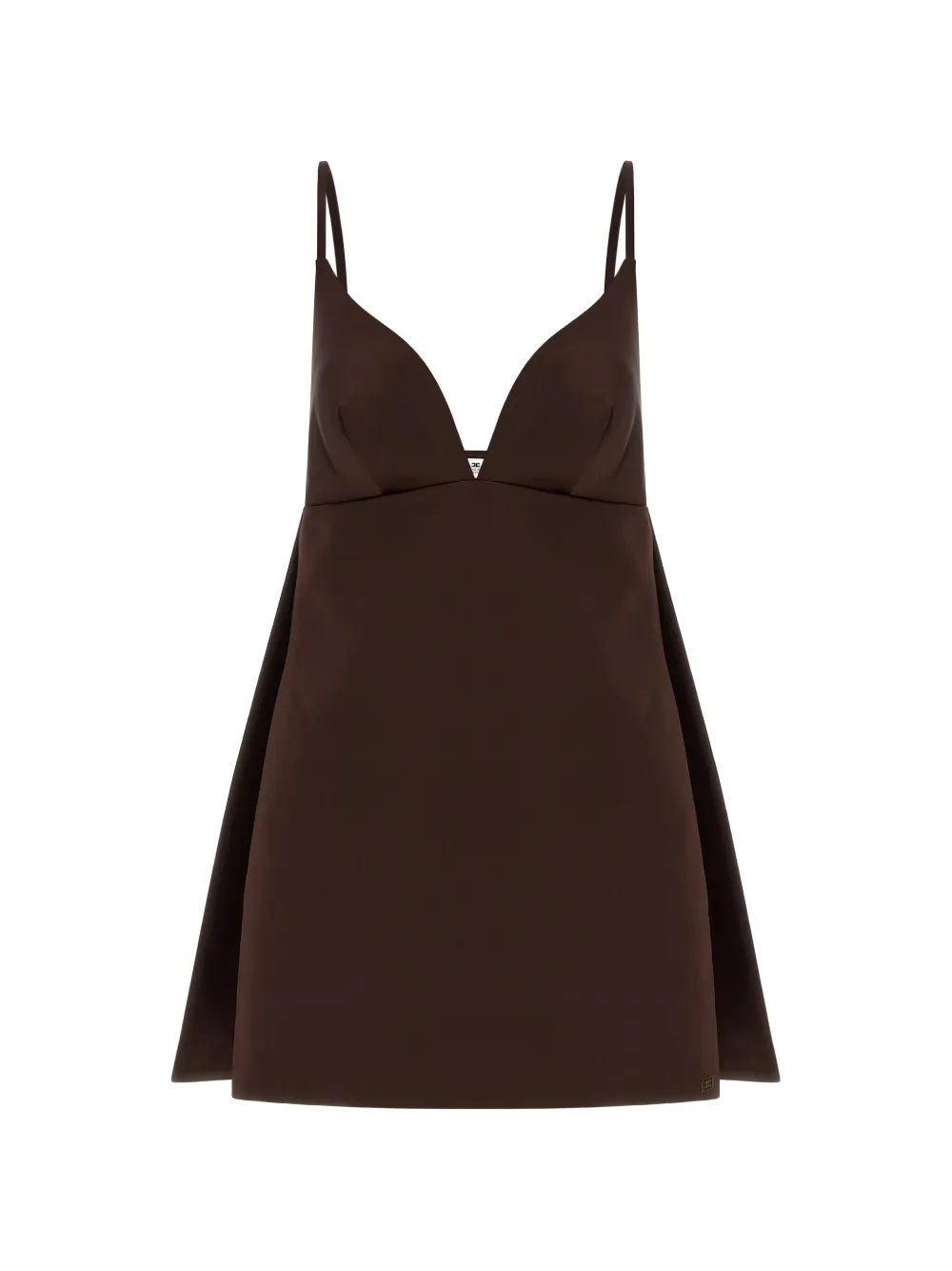 

Мини-платье с V-образным вырезом из ткани "дюшес" Elisabetta Franchi, коричневый