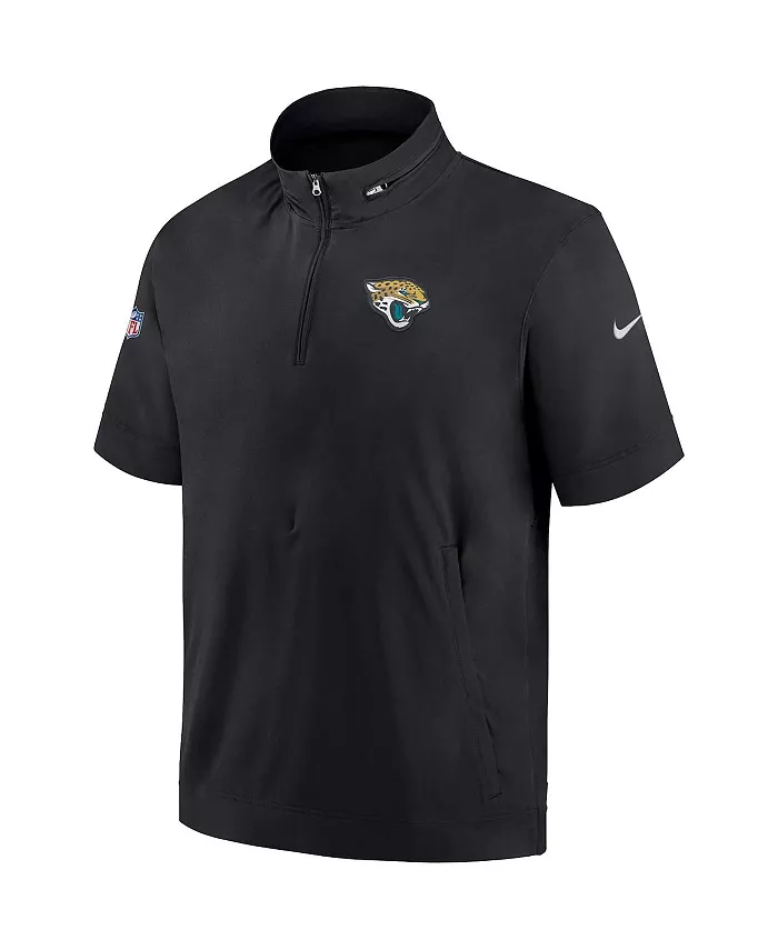 Мужская черная худи с короткими рукавами и молнией на четверть Jacksonville Jaguars Sideline Coach Nike — фото 2