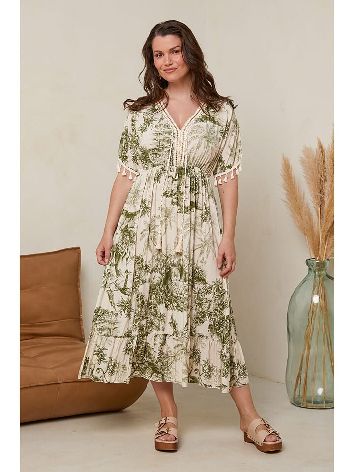 

Длинное платье Curvy Lady, цвет khaki/creme