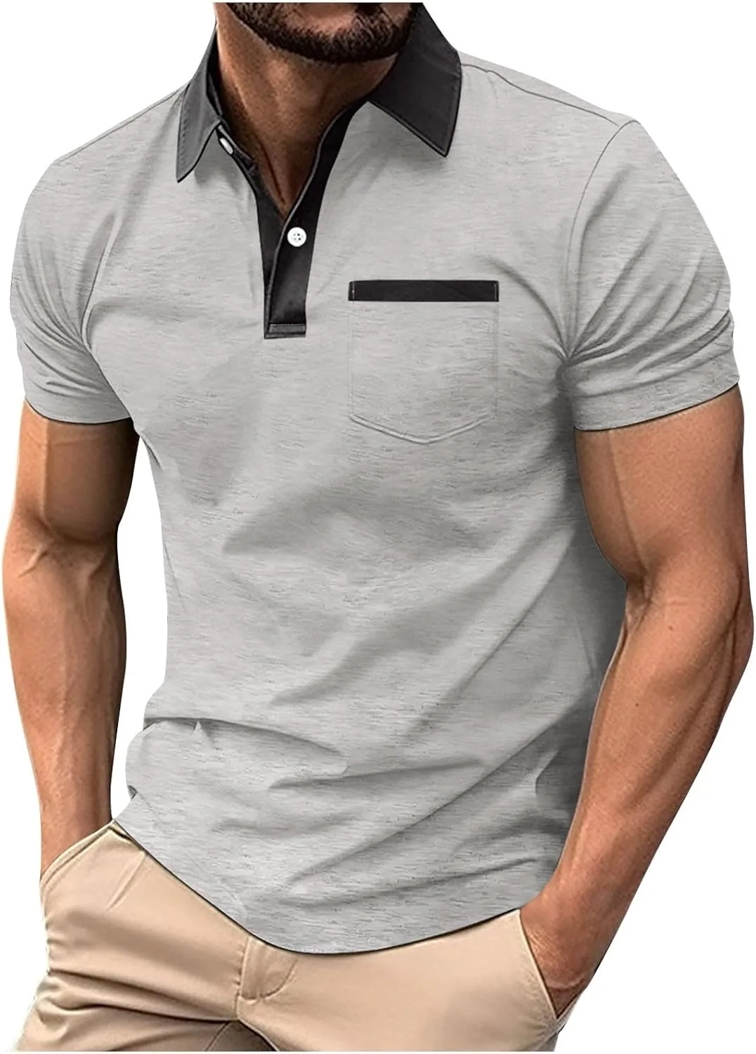 

Мужская классическая футболка поло для гольфа с коротким рукавом и карманом