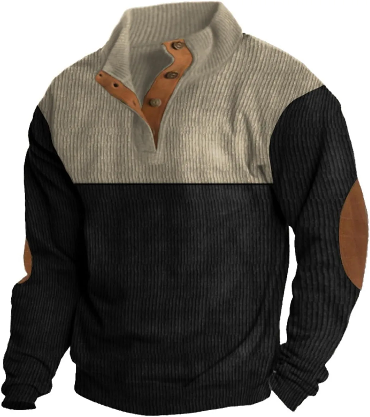 

GOFULY стеганый свитшот для мужчин с воротником стойкой и длинными рукавами