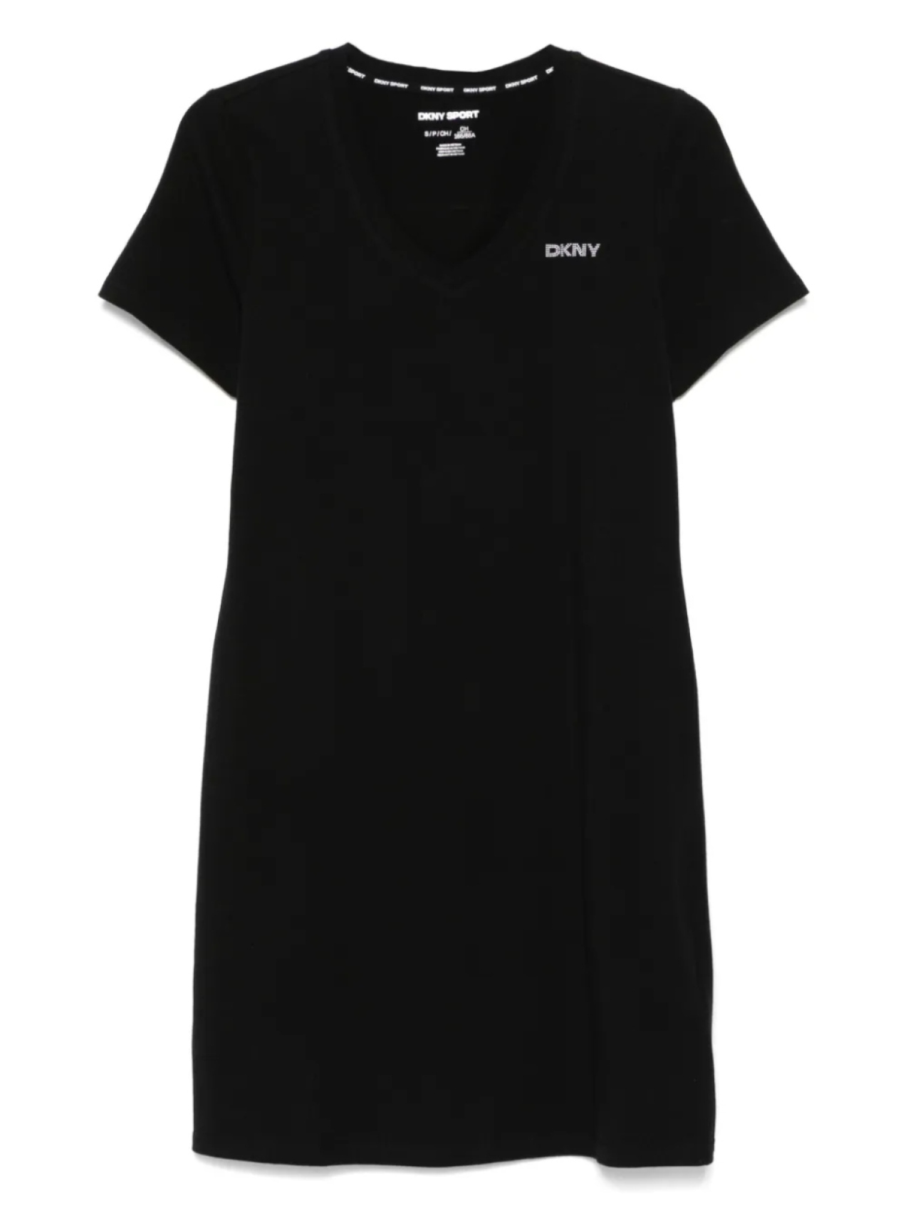 

Платье мини с логотипом и заклепками DKNY, черный