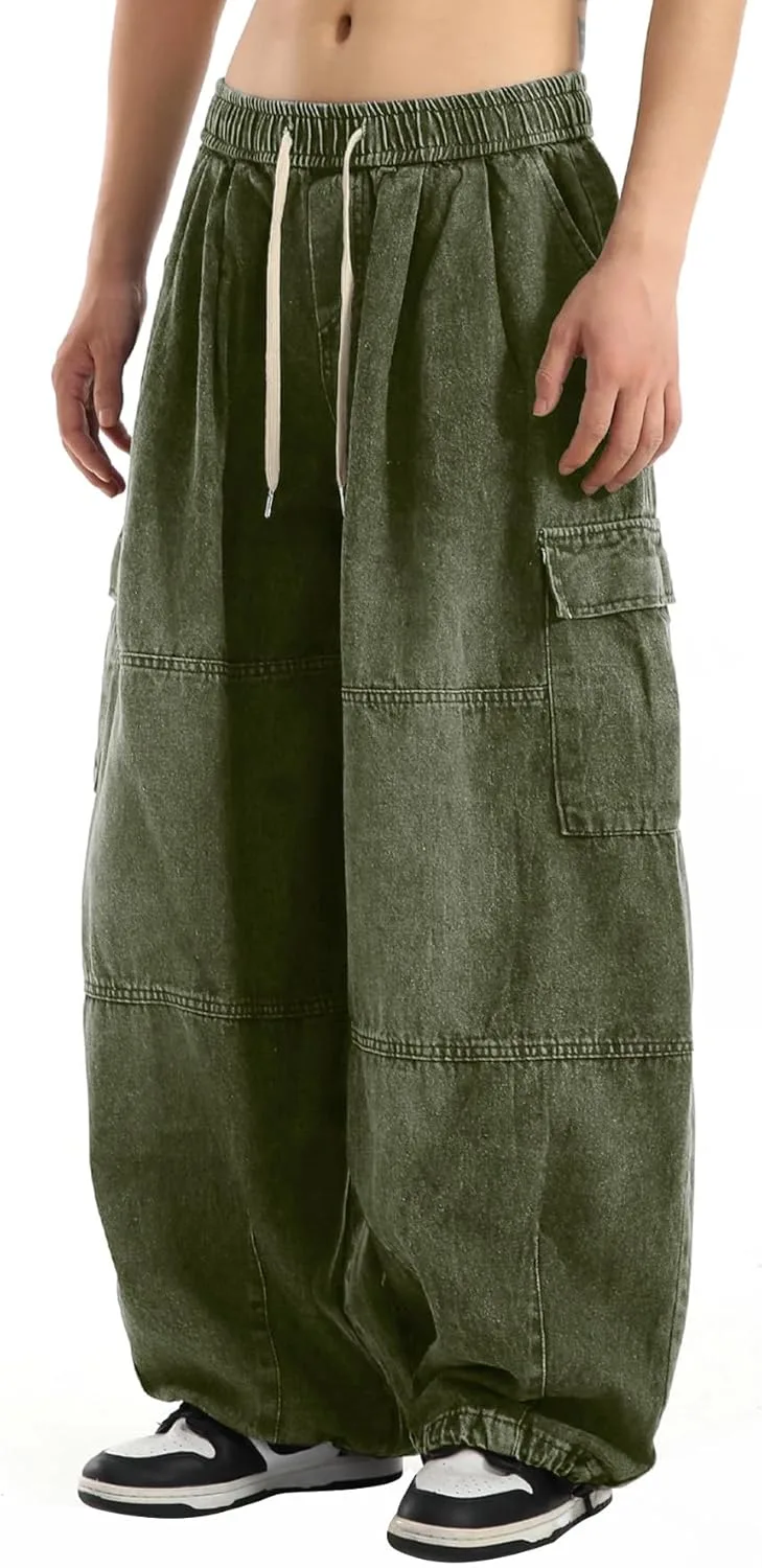 

Винтажные потертые карго-джинсы Bakyarder, высокая посадка, широкие штанины