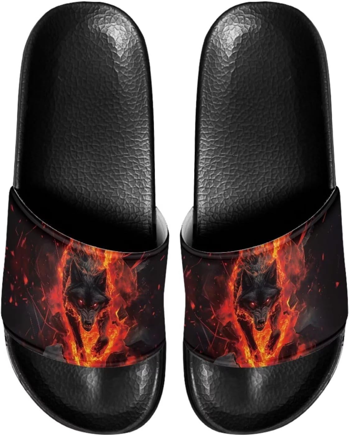 

Мужские шлепанцы Gogavesne - легкие, нескользящие, с открытым носком, быстросохнущие, подходят для ванной, плавания, пляжа и прогулок, Fire Wolf