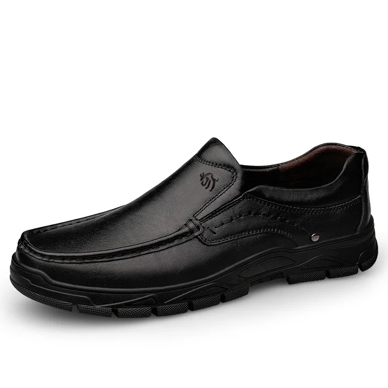 Мужские повседневные туфли из натуральной кожи GONGNIULEITING, Black Insulated Shoes — фото 2