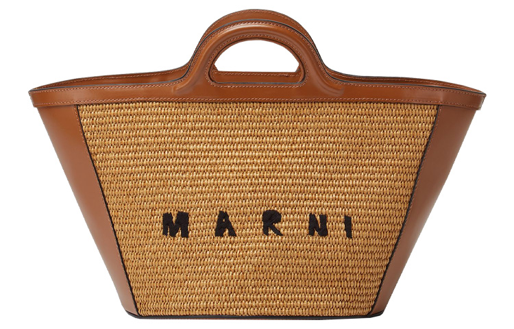 

MARNI Сумка TROPICALIA из коровьей кожи, плетеная, наплечная, через плечо, женская, коричневая, Trumpets