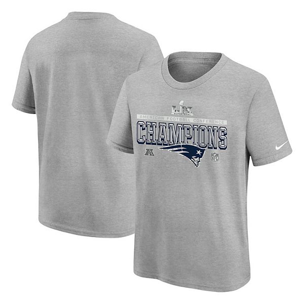 Футболка Youth gray New England Patriots 2025 AFC Champions Locker Room Trophy Collection Authentic Nike — фото 2