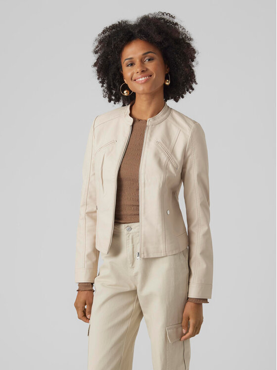 

Куртка из искусственной кожи прямого кроя Favodona 10288555 Vero Moda, бежевый