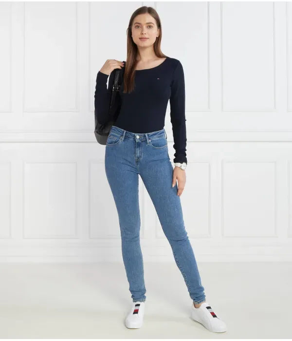 Блузка с длинными рукавами 5х2 в рубчик O-NK slim fit Tommy Hilfiger, темно-синий — фото 2