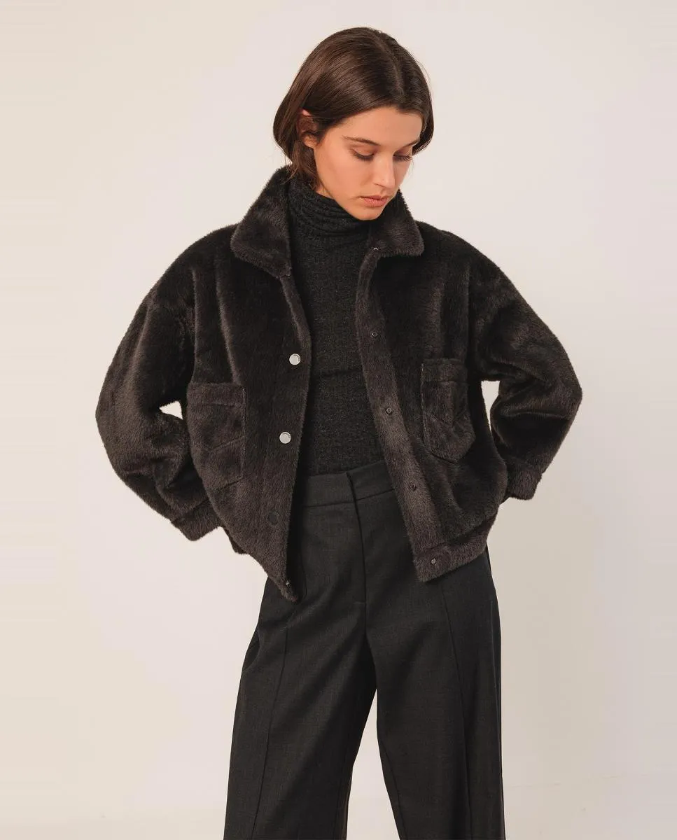 

Женская куртка с длинным рукавом и высоким воротником Indi & Cold, темно-серый