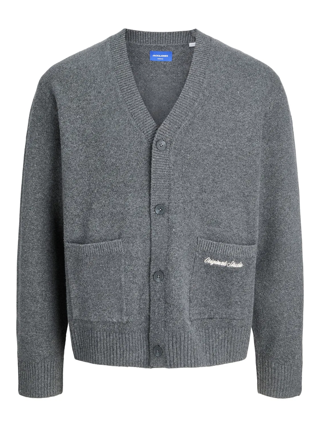 Стриккардиган с V-вырезом JACK & JONES Junior, dark grey melange