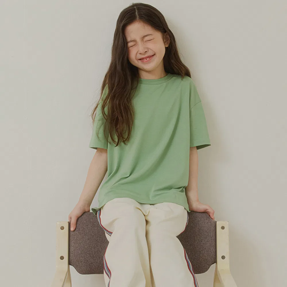 Детская футболка Soft Modal Half цвета шалфея от Wednesdayoasis Kids — фото 3
